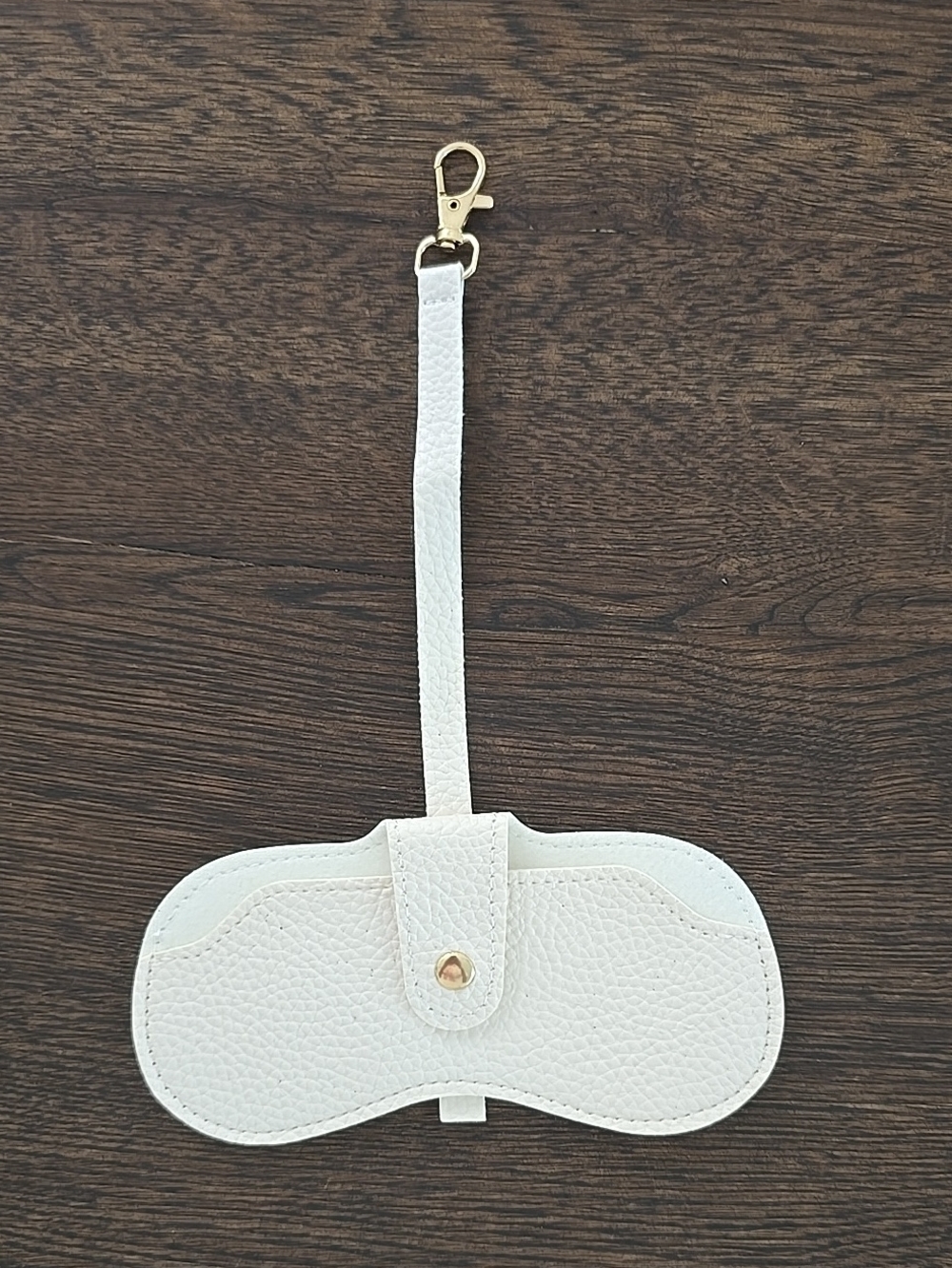 White Faux Leather Eyewear Case with Strap